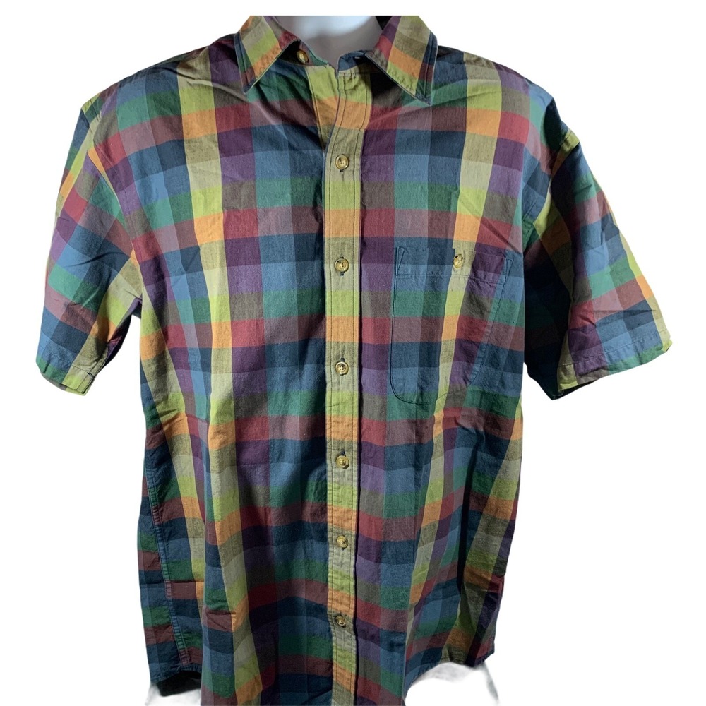 Orvis Men's Shirt Size Large Multi Color Plaid Button Front Cotton